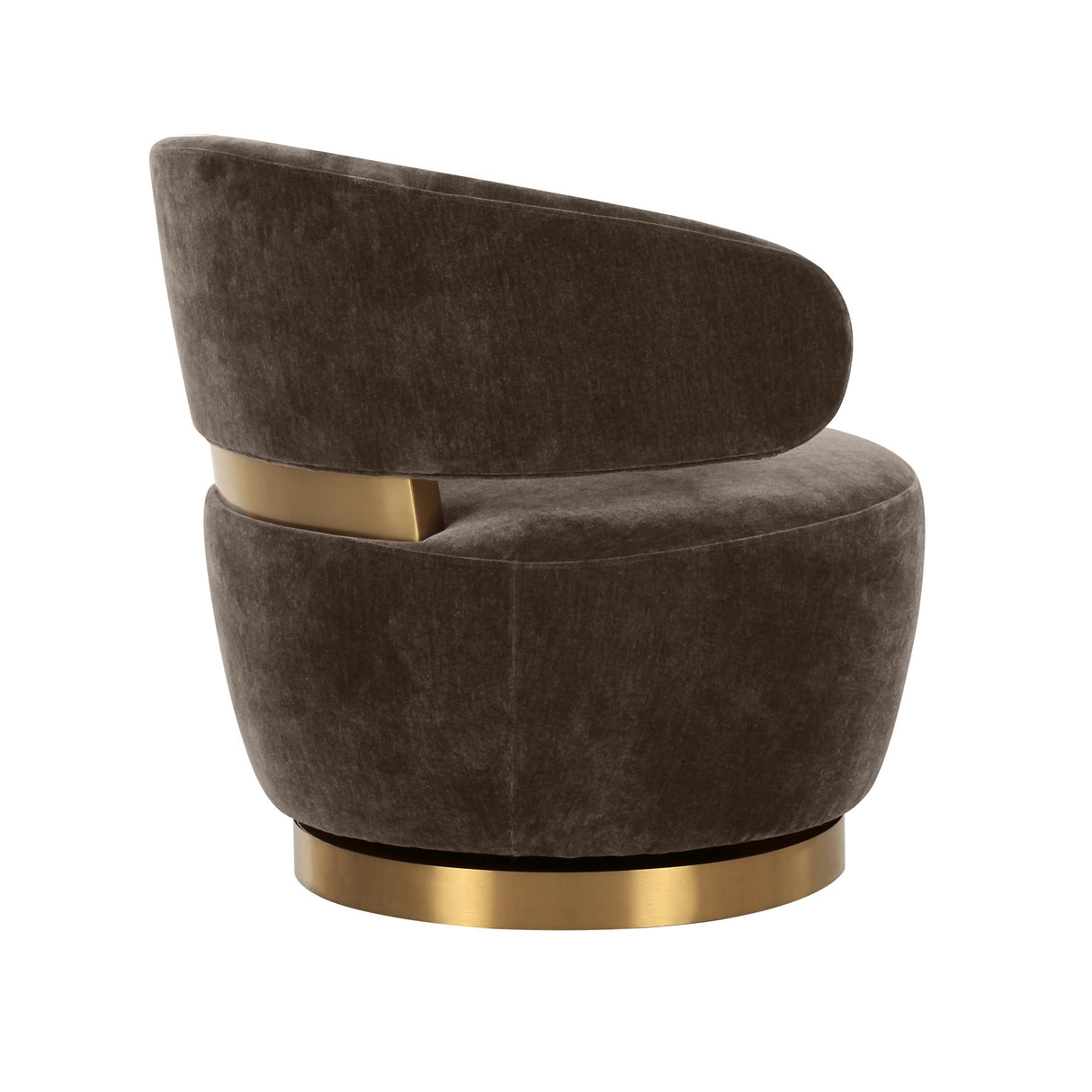 TOV Austin Chocolate Brown Recycled Fabric Swivel Chair
