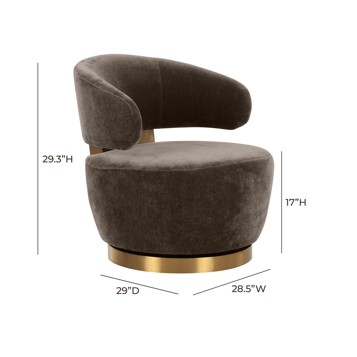 TOV Austin Chocolate Brown Recycled Fabric Swivel Chair