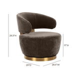 TOV Austin Chocolate Brown Recycled Fabric Swivel Chair