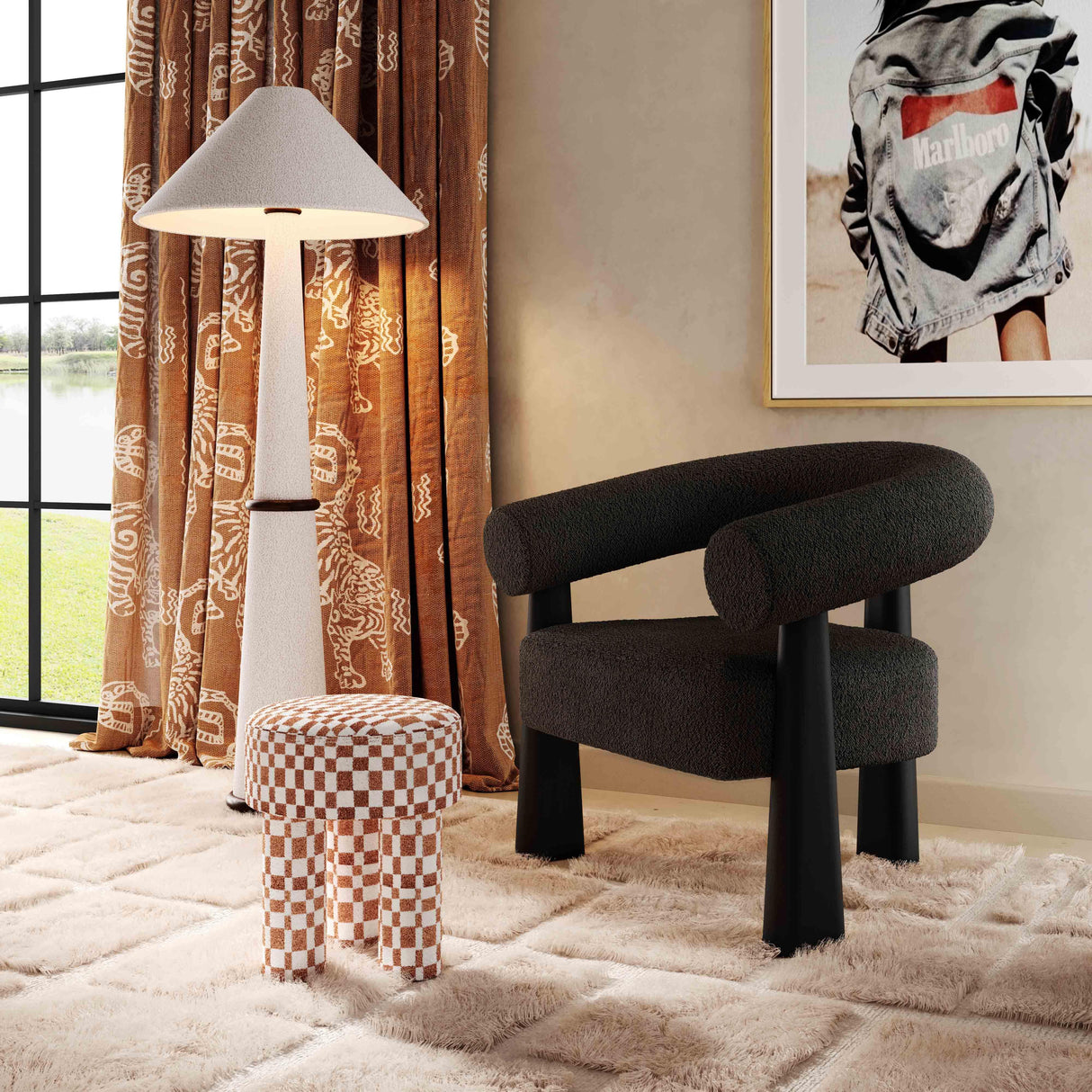 TOV Spara Black Performance Boucle Accent Chair