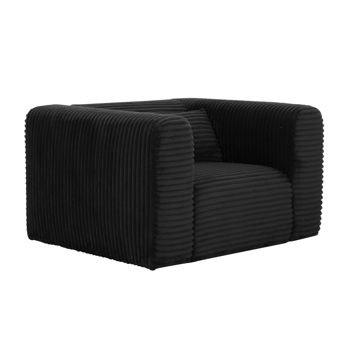 TOV Tarra Fluffy Oversized Black Corduroy Armchair