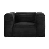 TOV Tarra Fluffy Oversized Black Corduroy Armchair
