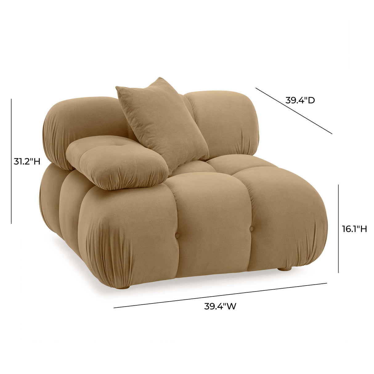 TOV Calliope Cafe Au Lait Performance Velvet Modular Corner Chair
