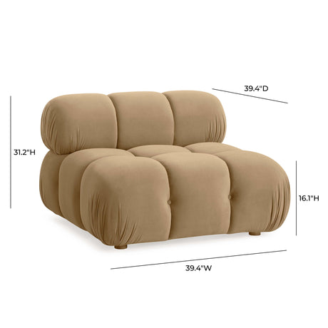 TOV Calliope Cafe Au Lait Performance Velvet Modular Armless Chair