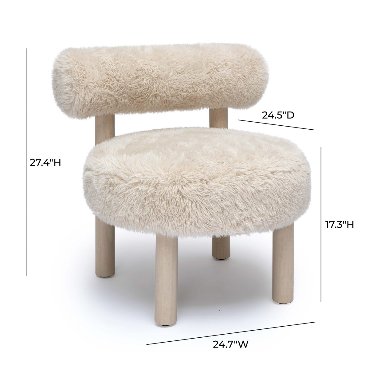 TOV Carmel Natural Vegan Shearling Accent Chair