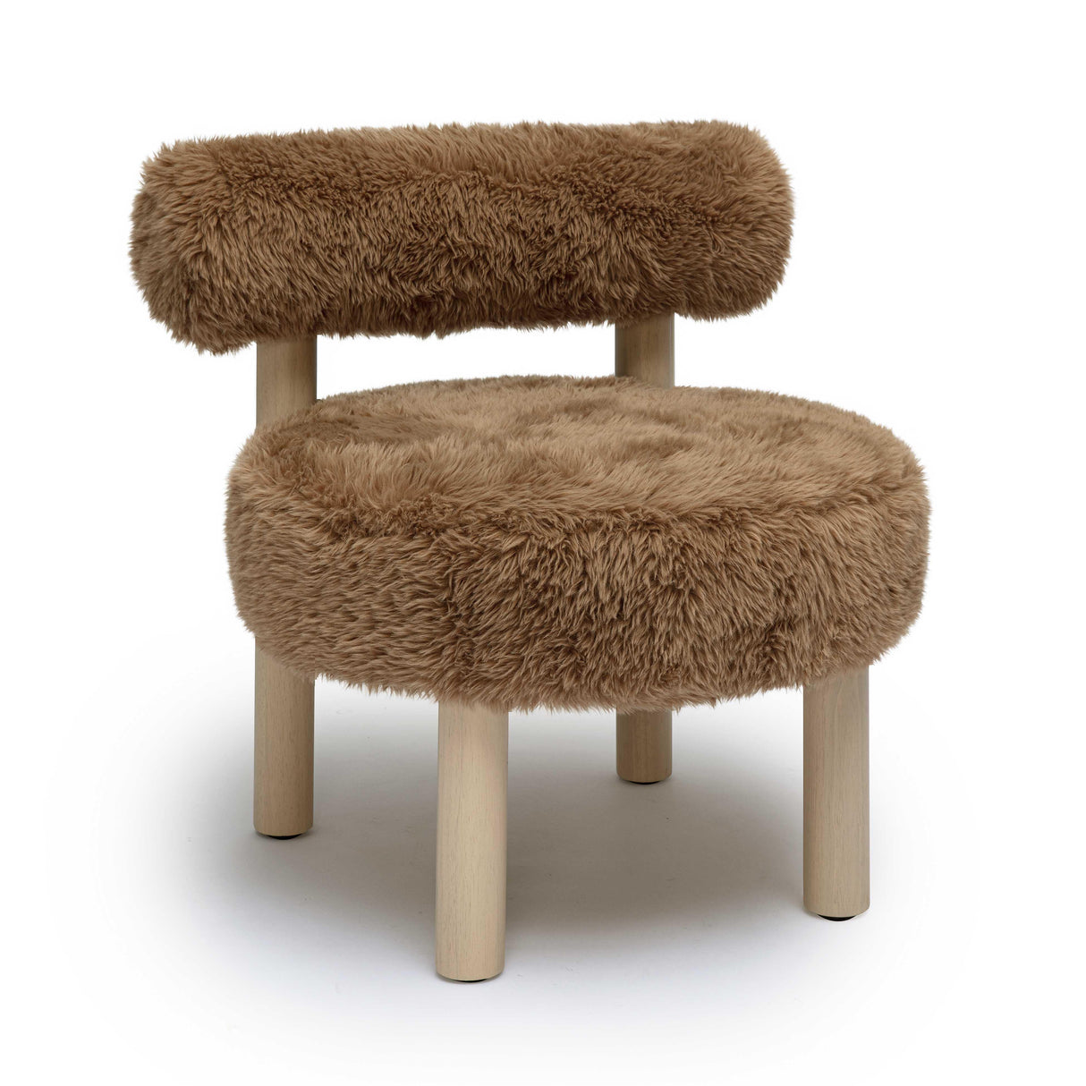 TOV Carmel Dark Taupe Vegan Shearling Accent Chair