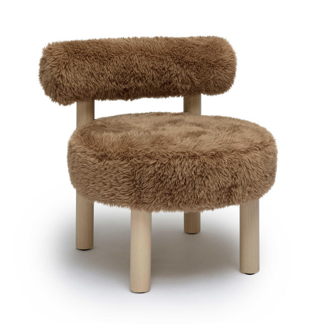 TOV Carmel Dark Taupe Vegan Shearling Accent Chair