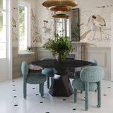 TOV Manu Teal Nubby Performance Fabric Side Chair