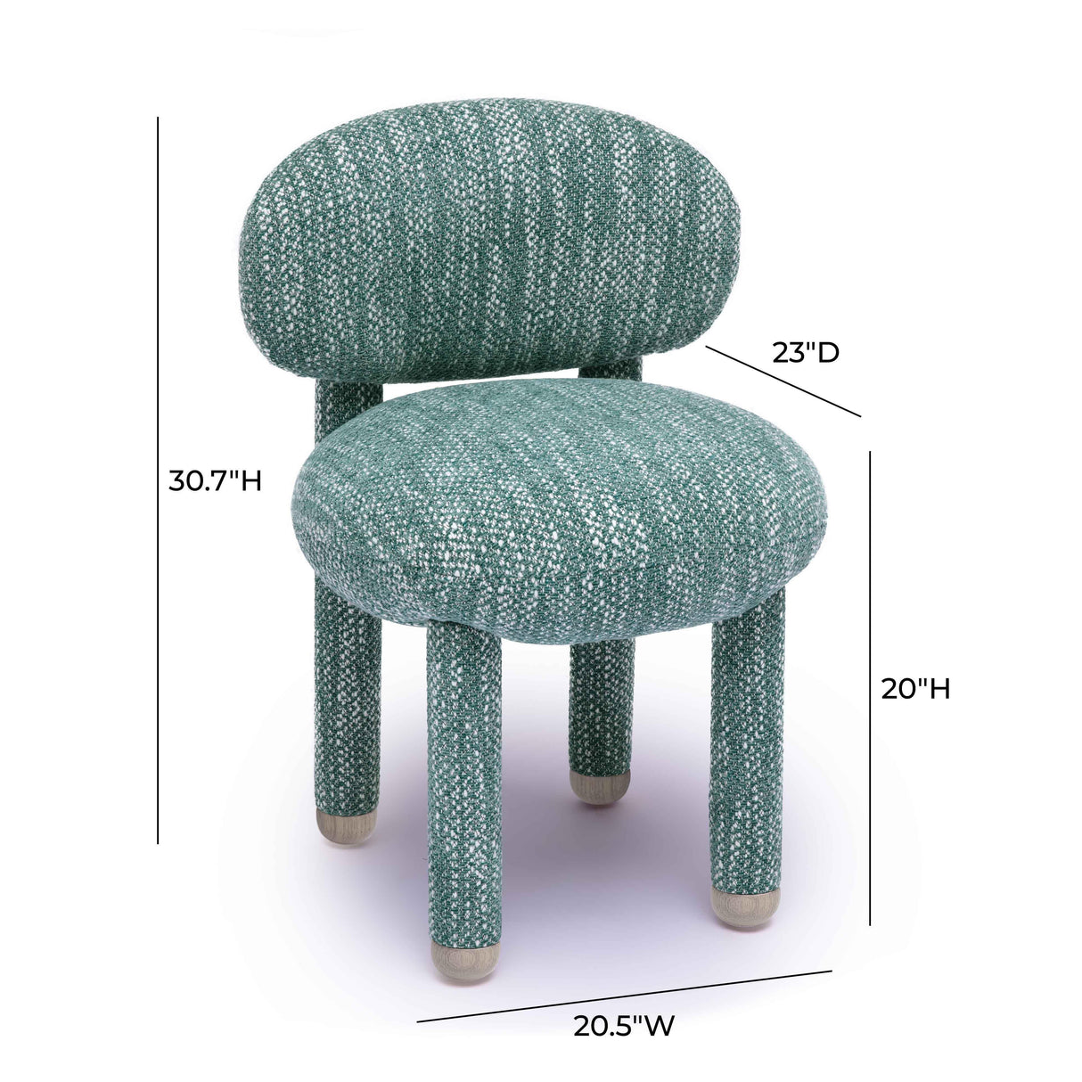 TOV Manu Teal Nubby Performance Fabric Side Chair