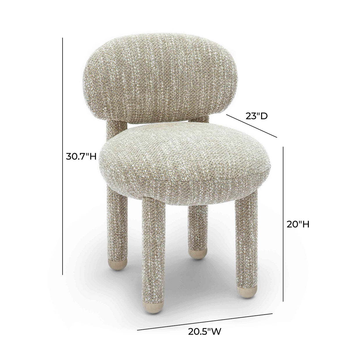 TOV Manu Beige Nubby Performance Fabric Side Chair