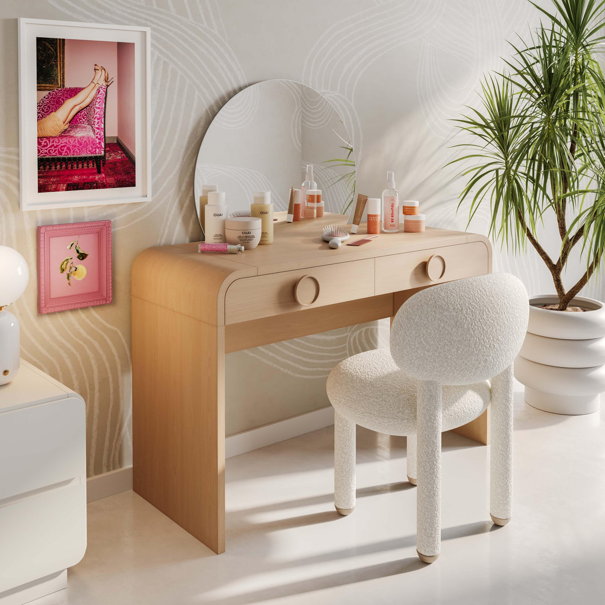 TOV Manu Cream Performance Boucle Side Chair