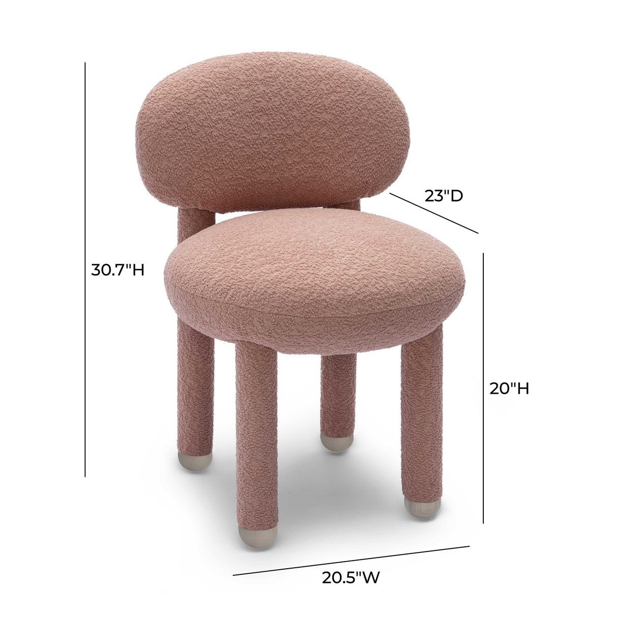 TOV Manu Rose Pink Performance Boucle Side Chair