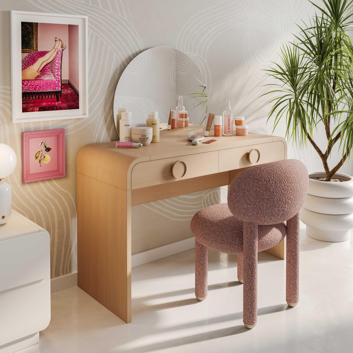 TOV Manu Rose Pink Performance Boucle Side Chair