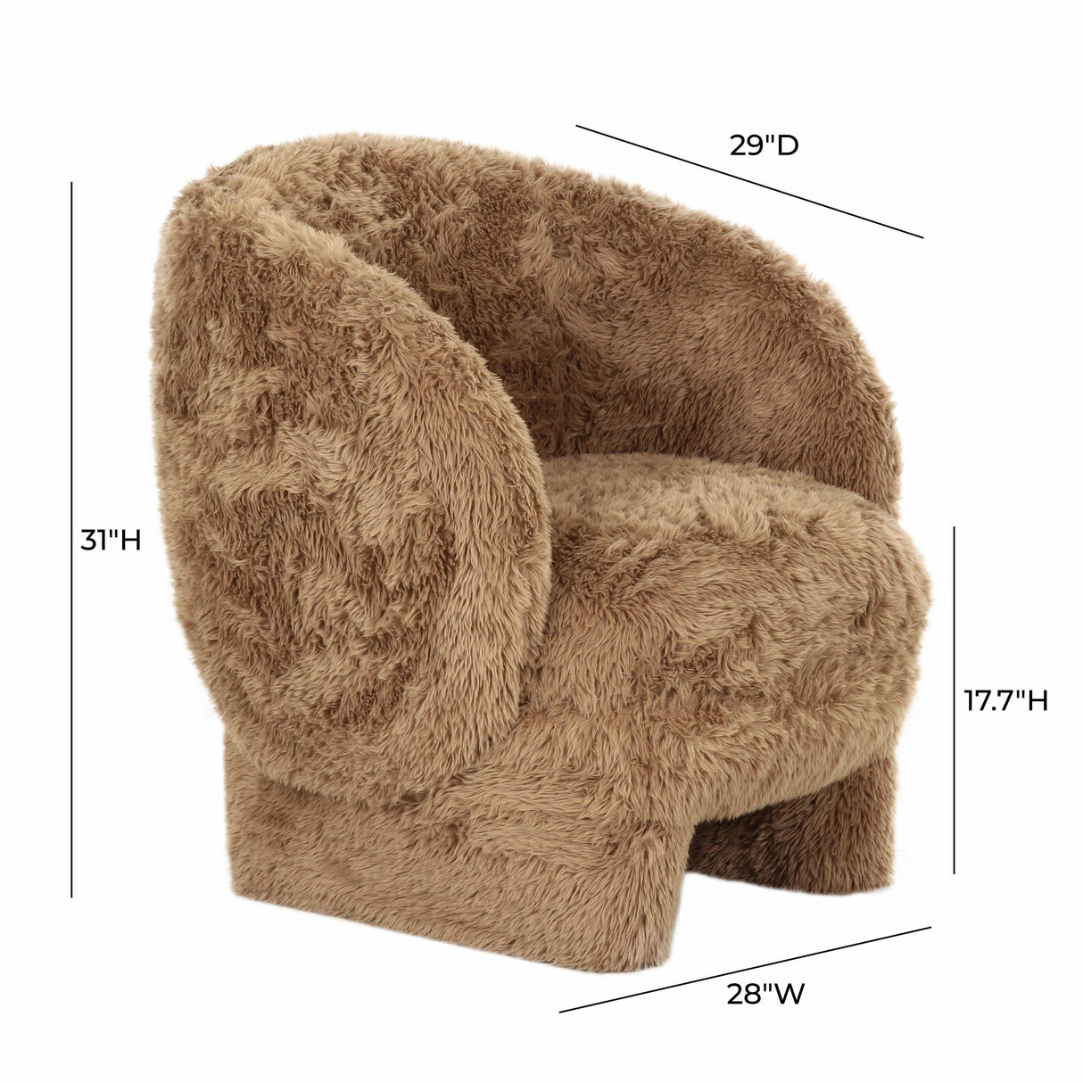 TOV Kiki Dark Taupe Vegan Shearling Accent Chair