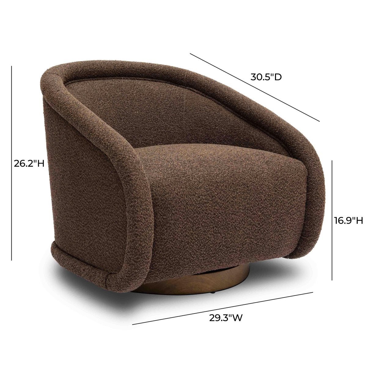 TOV Rory Chocolate Brown Boucle Swivel Chair