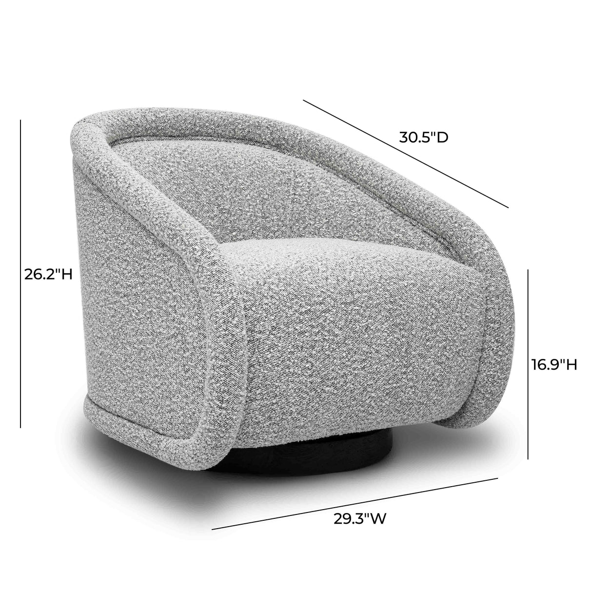 TOV Rory Grey Boucle Swivel Chair