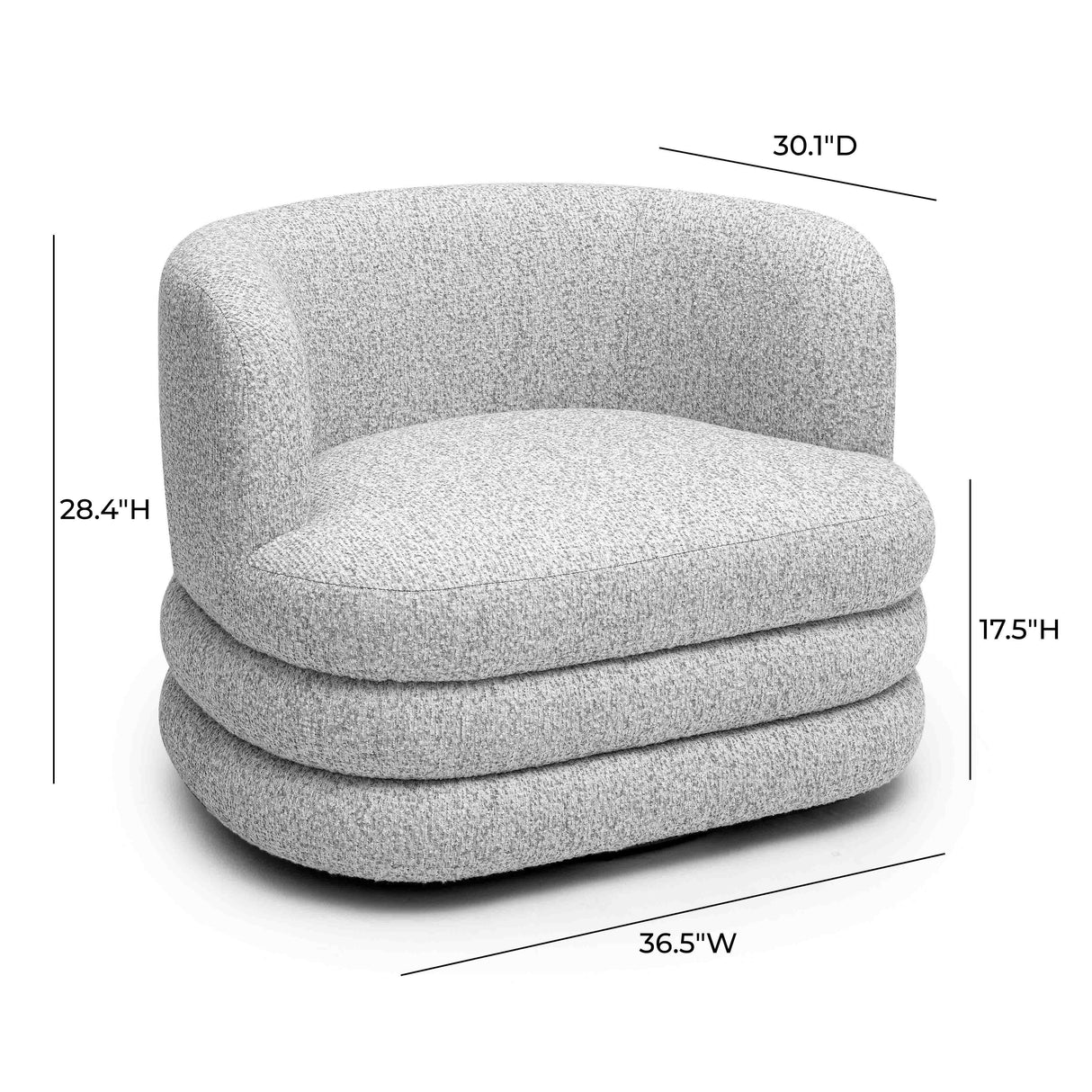 TOV Astor Light Grey Swivel Hotel Lounge Chair