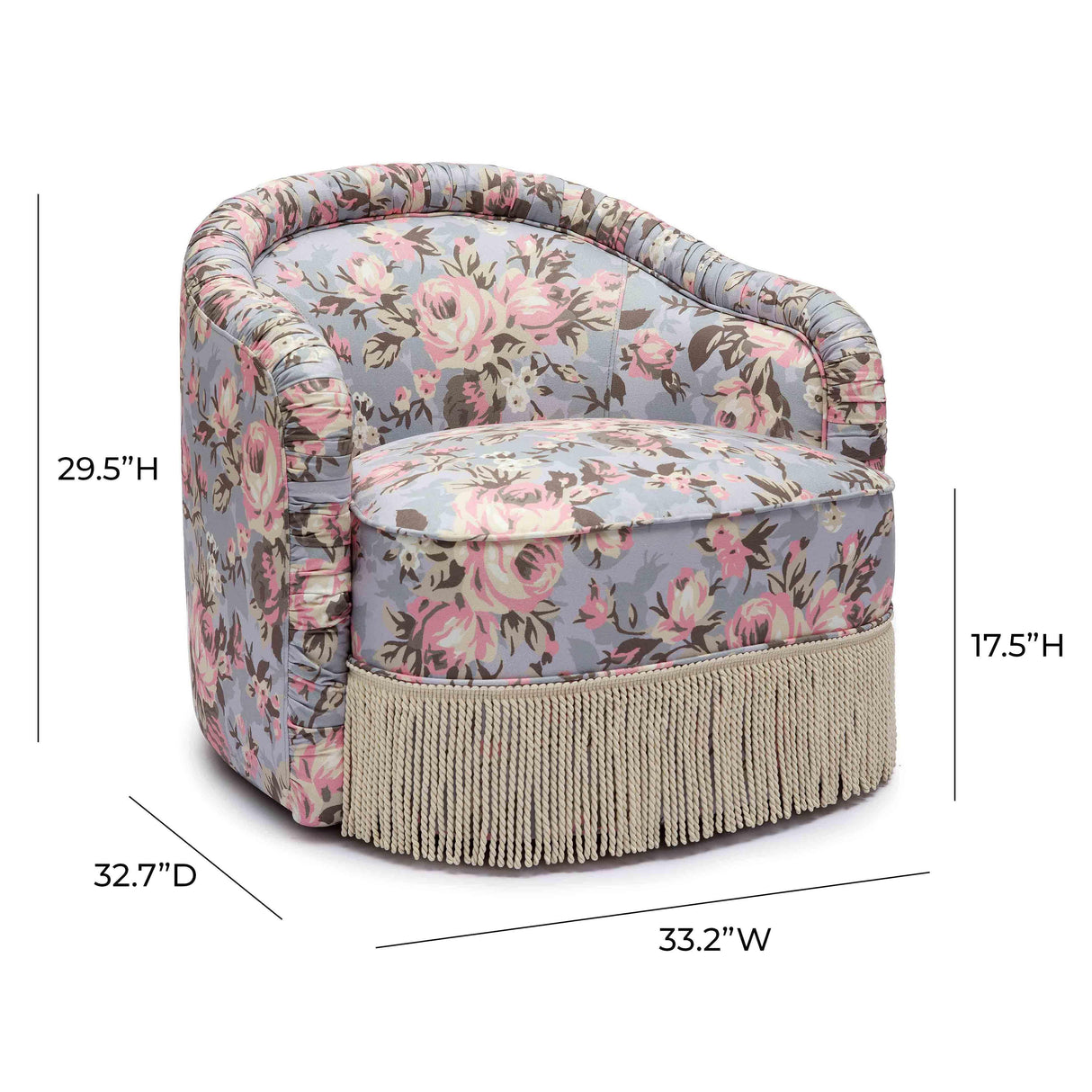 TOV Pamela Spring Floral Print Tasseled Lounge Chair