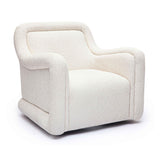 TOV Charli Cream Basketweave Chenille Swivel Chair