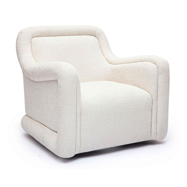 TOV Charli Cream Basketweave Chenille Swivel Chair