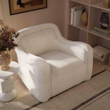 TOV Charli Cream Basketweave Chenille Swivel Chair