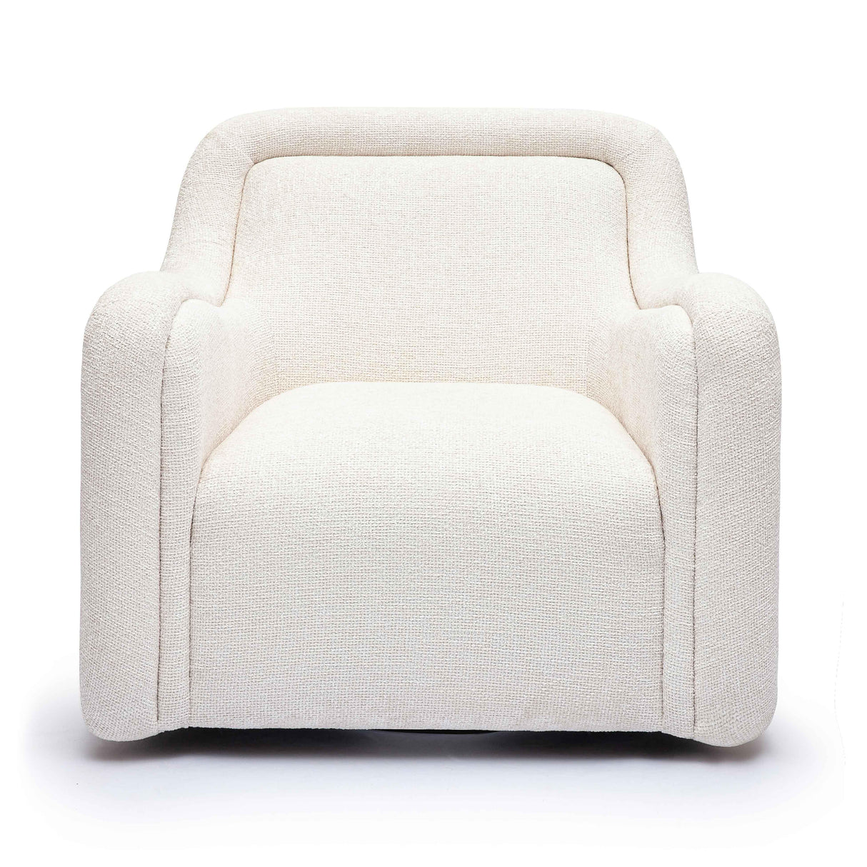 TOV Charli Cream Basketweave Chenille Swivel Chair
