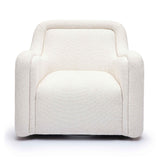 TOV Charli Cream Basketweave Chenille Swivel Chair