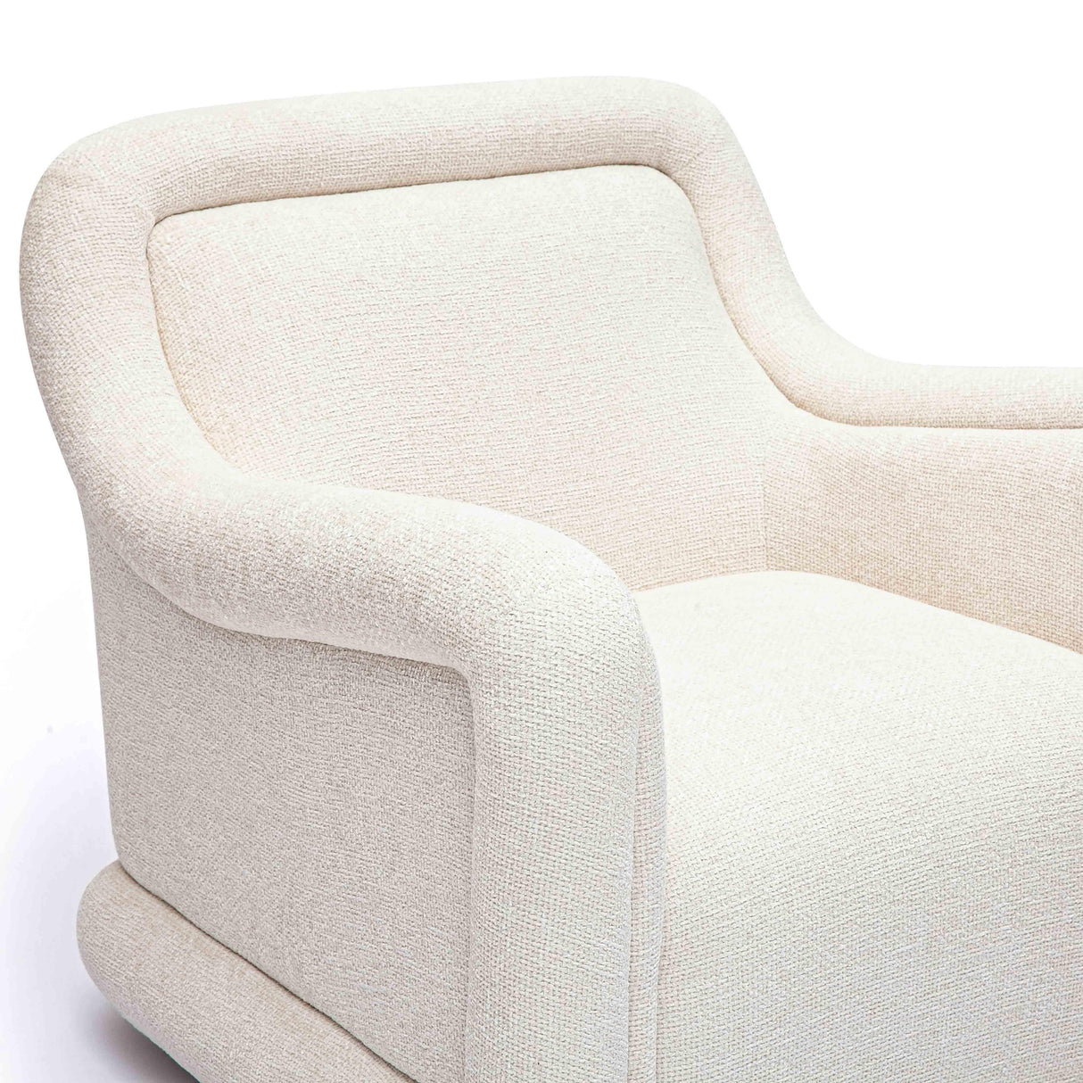 TOV Charli Cream Basketweave Chenille Swivel Chair