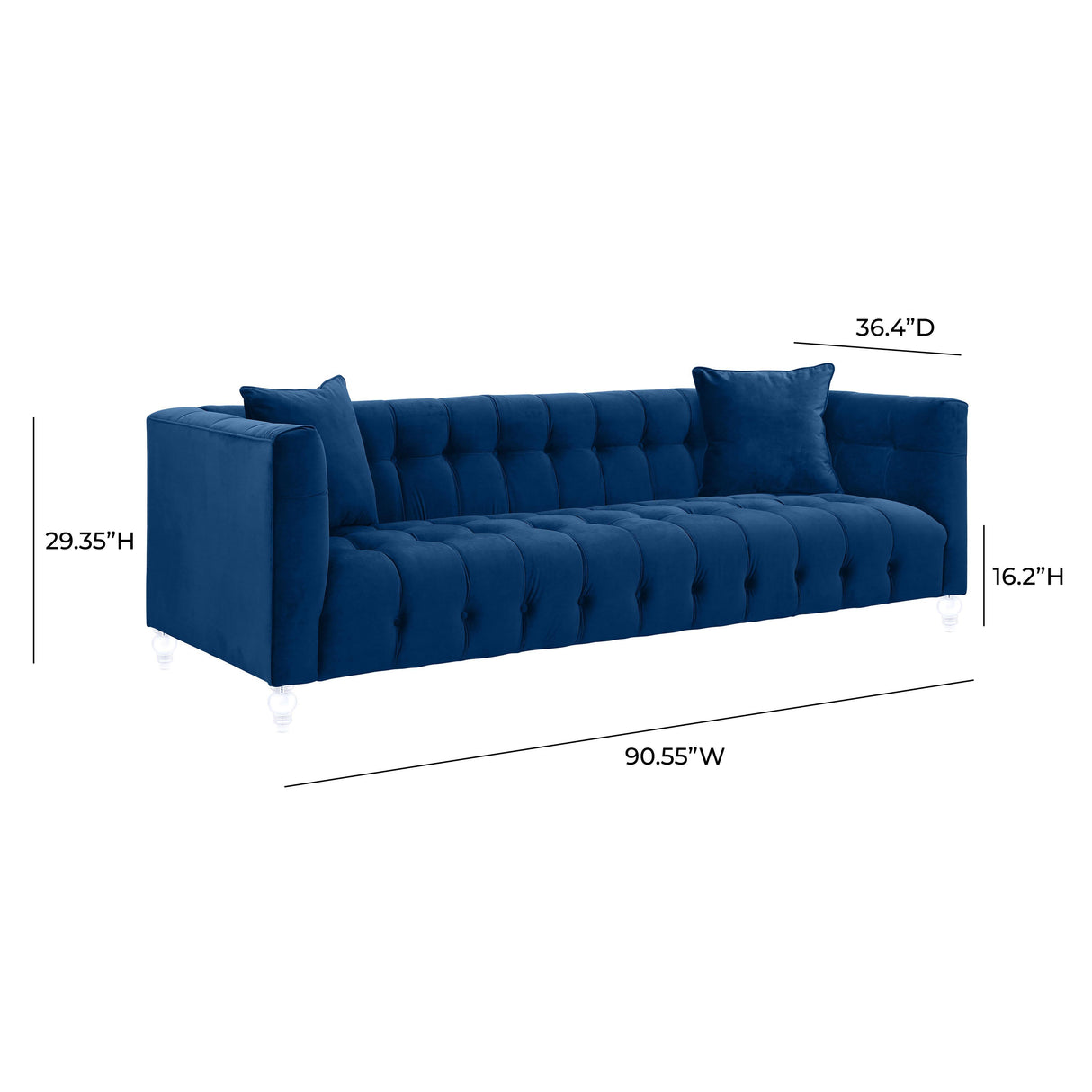 TOV Bea Navy Velvet Sofa