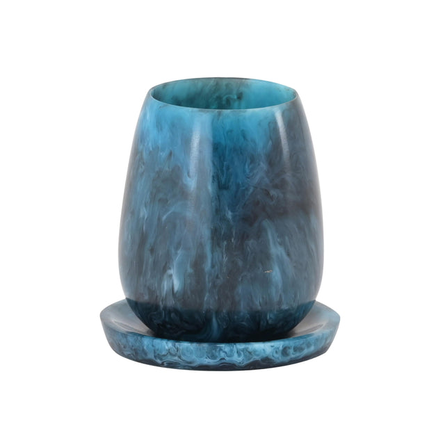 TOV Rounded Blue Swirl Resin Kiddush Cup