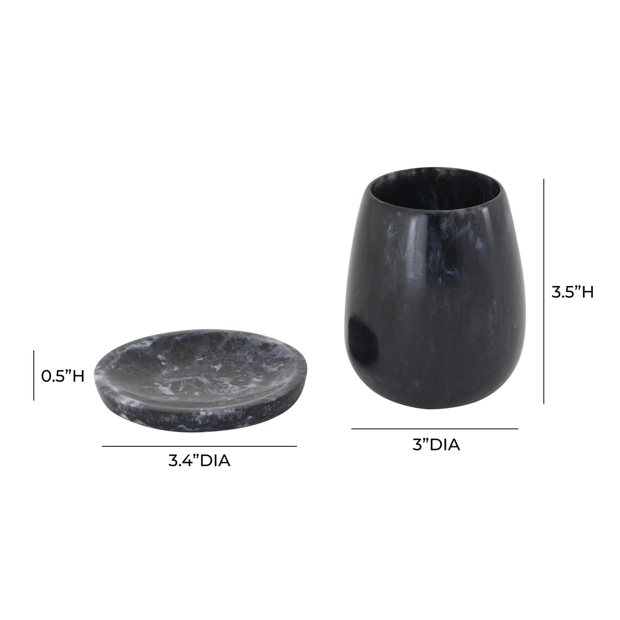 TOV Rounded Black Swirl Resin Kiddush Cup