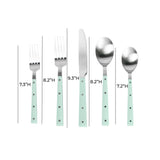 TOV Soline Mint and Stainless Steel Flatware - Set of 5 Pieces - Service for 1