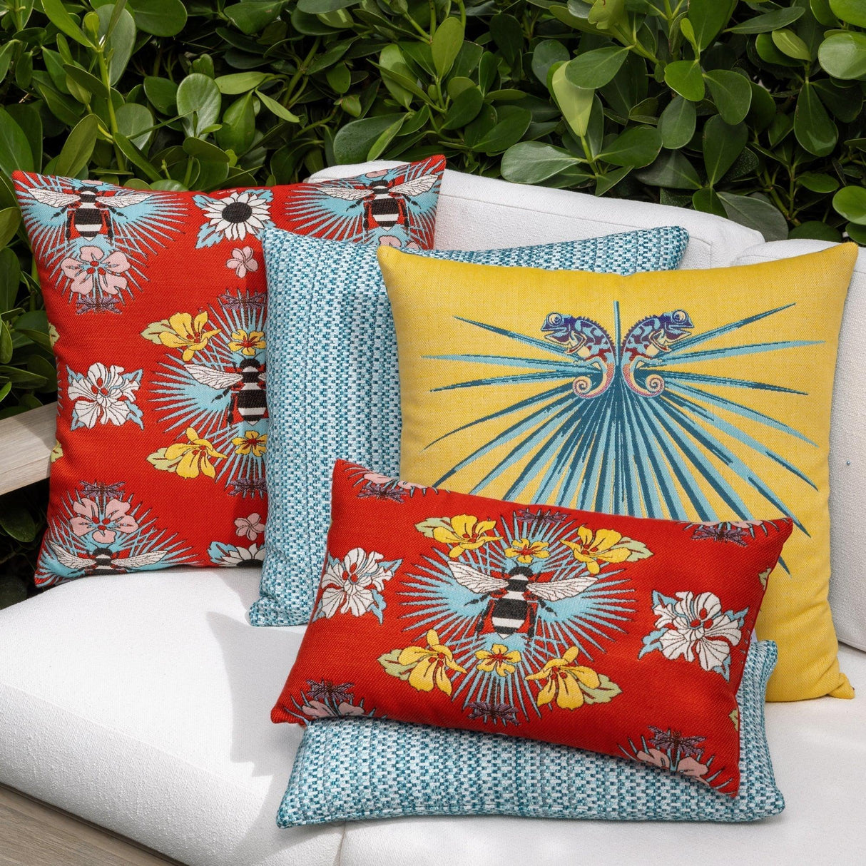 Elaine Smith Tropical Bee Red Red 12"x20" Decorative Pillow
