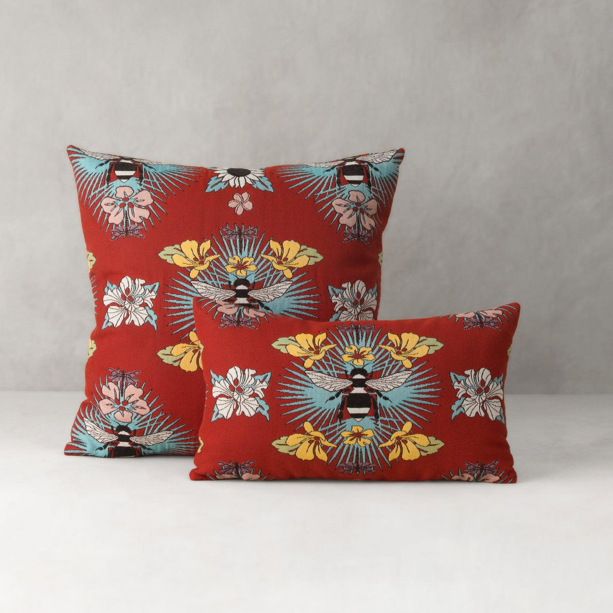 Elaine Smith Tropical Bee Red Red 12"x20" Decorative Pillow