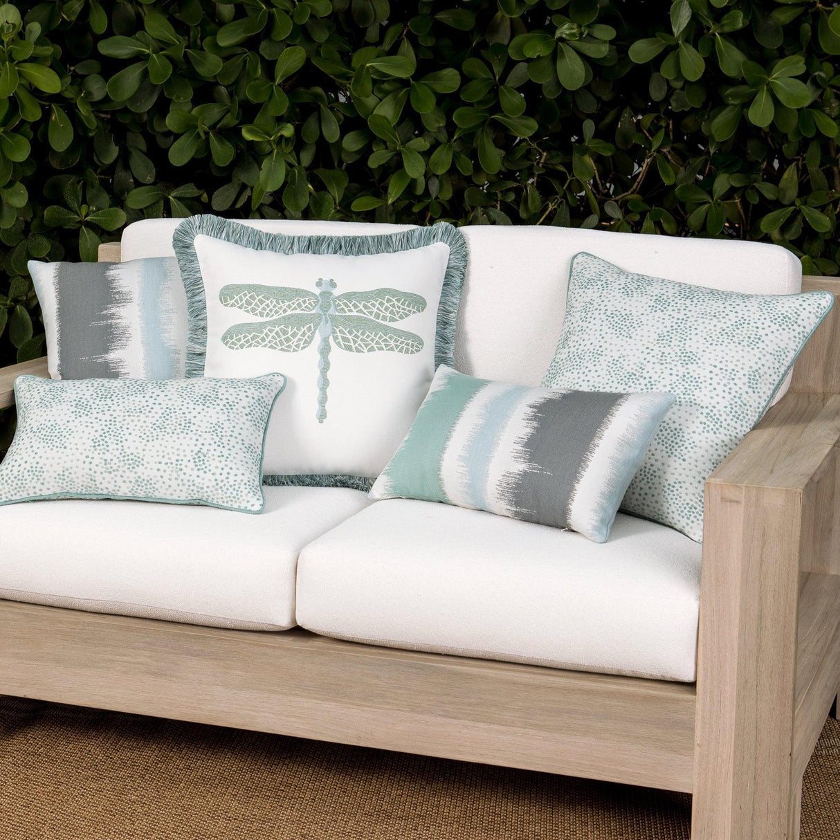 Elaine Smith Murmur Surf Light Blue 20"x20" Decorative Pillow