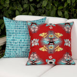 Elaine Smith Tropical Bee Red Red 22"x22" Decorative Pillow