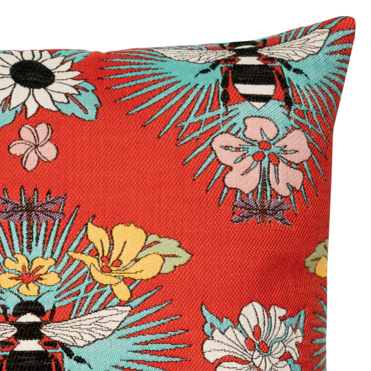 Elaine Smith Tropical Bee Red Red 22" x 22" Decorative Pillow