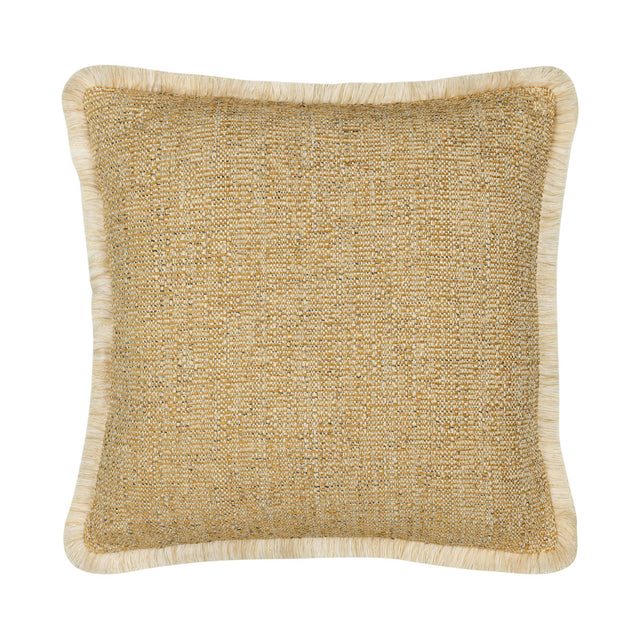 Elaine Smith Golden Hour Fringed Gold 20" x 20" Decorative Pillow