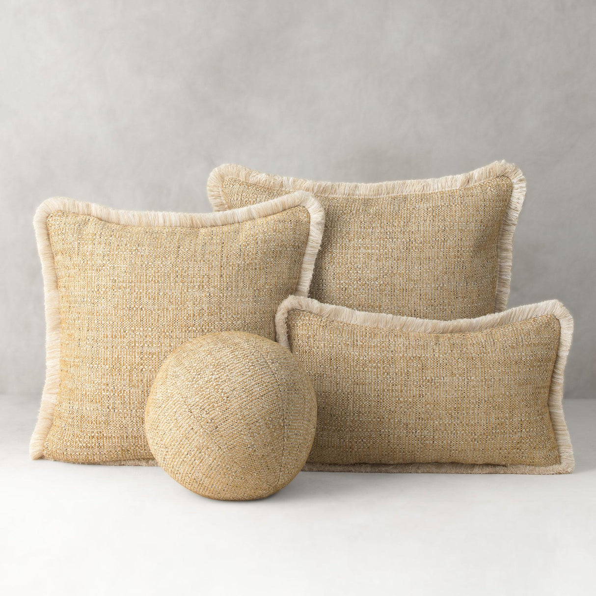 Elaine Smith Golden Hour Fringed Gold 12"x20" Decorative Pillow