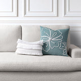 Elaine Smith Hibiscus Mist Light Blue 22"x22" Decorative Pillow