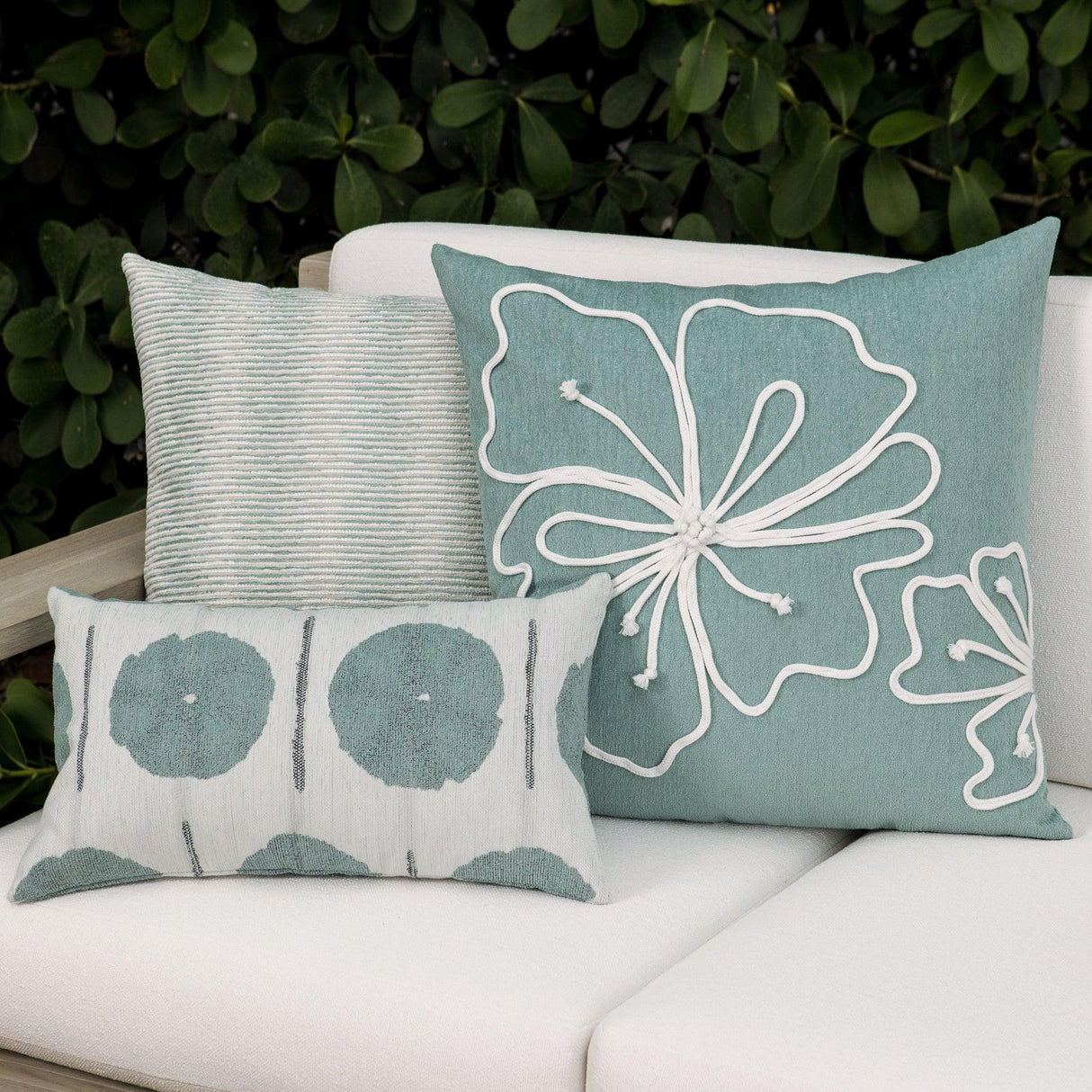 Elaine Smith Hibiscus Mist Light Blue 22"x22" Decorative Pillow