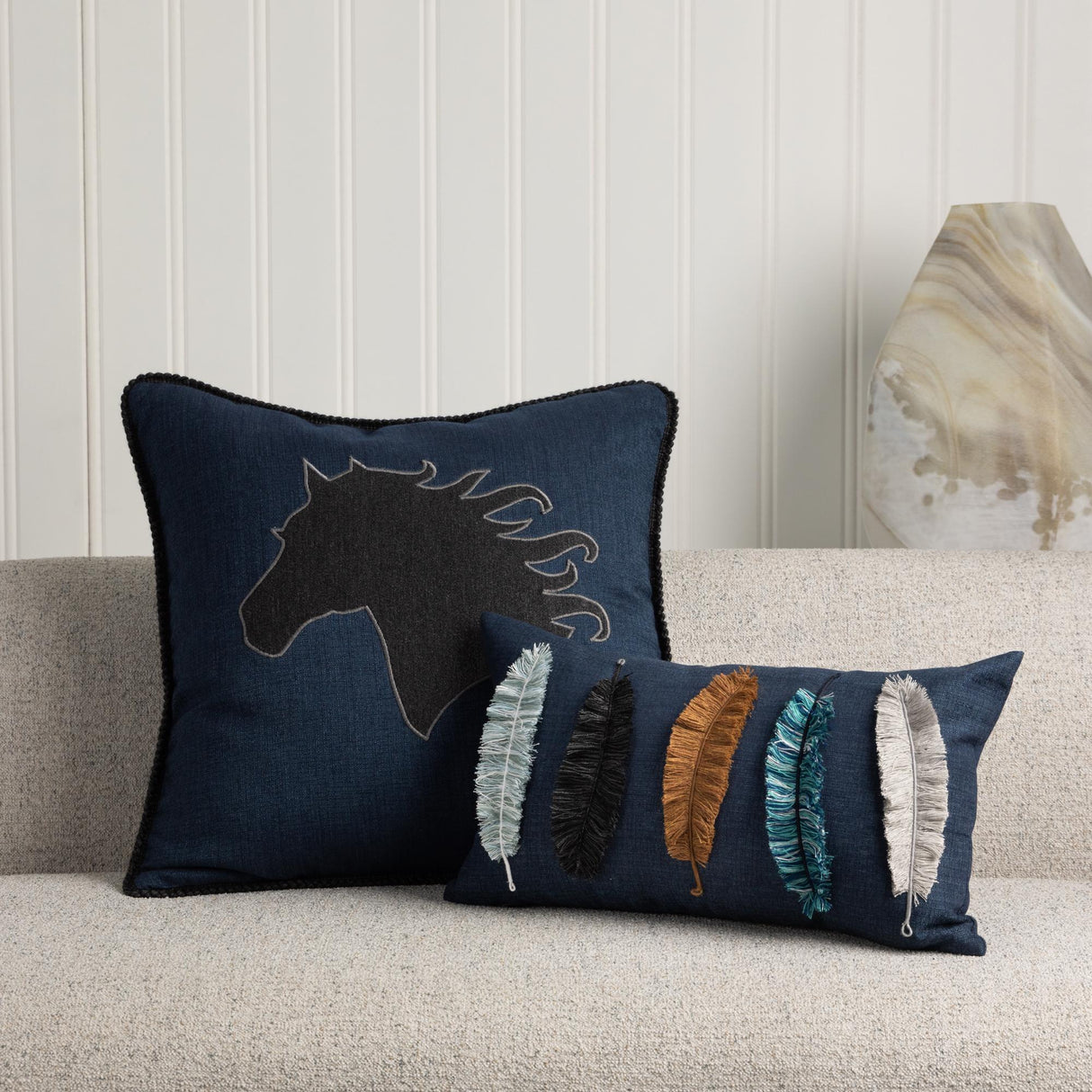 Elaine Smith Believe Denim Blue 12" x 20" Decorative Pillow