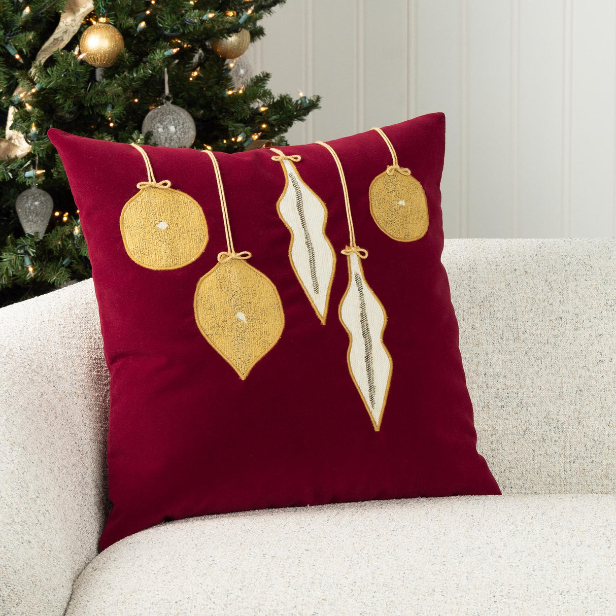 Elaine Smith Ornaments Ruby Red 20" x 20" Decorative Pillow
