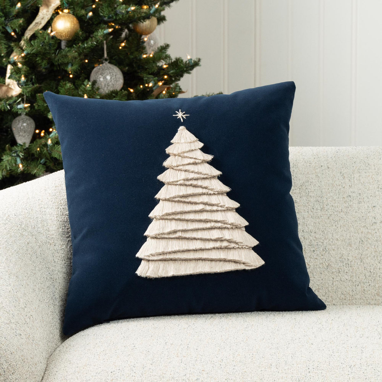 Elaine Smith Fraser Fir Midnight Blue 20" x 20" Decorative Pillow