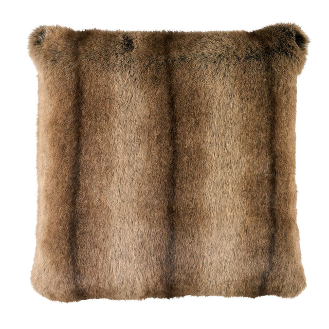 Schumacher Chocolate 18" x 18" Verbier Faux Fur Pillow