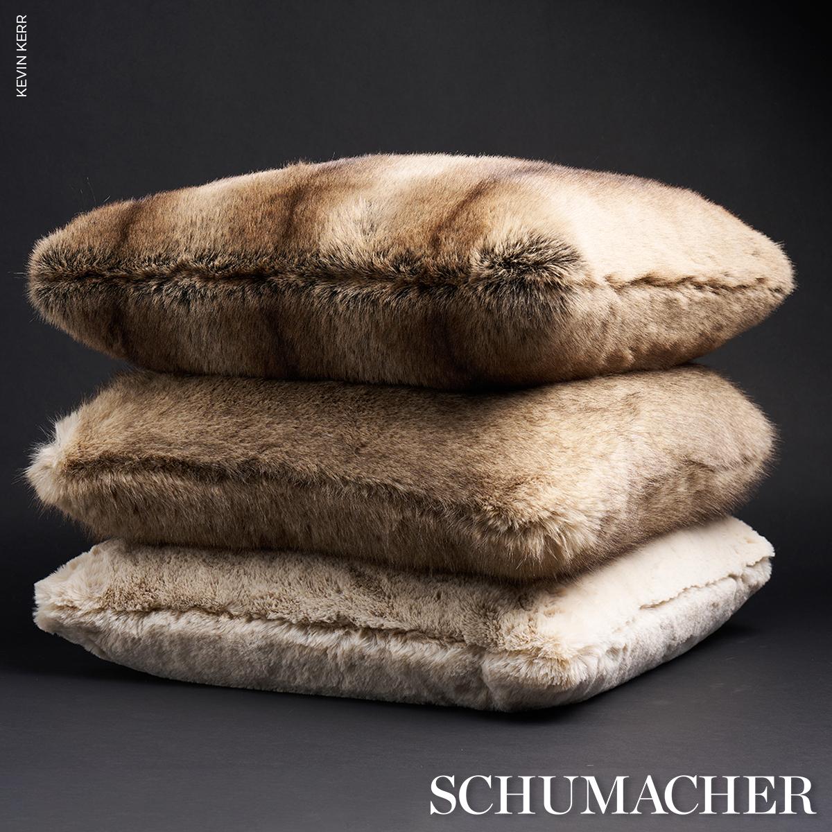 Schumacher Chocolate 18" x 18" Verbier Faux Fur Pillow