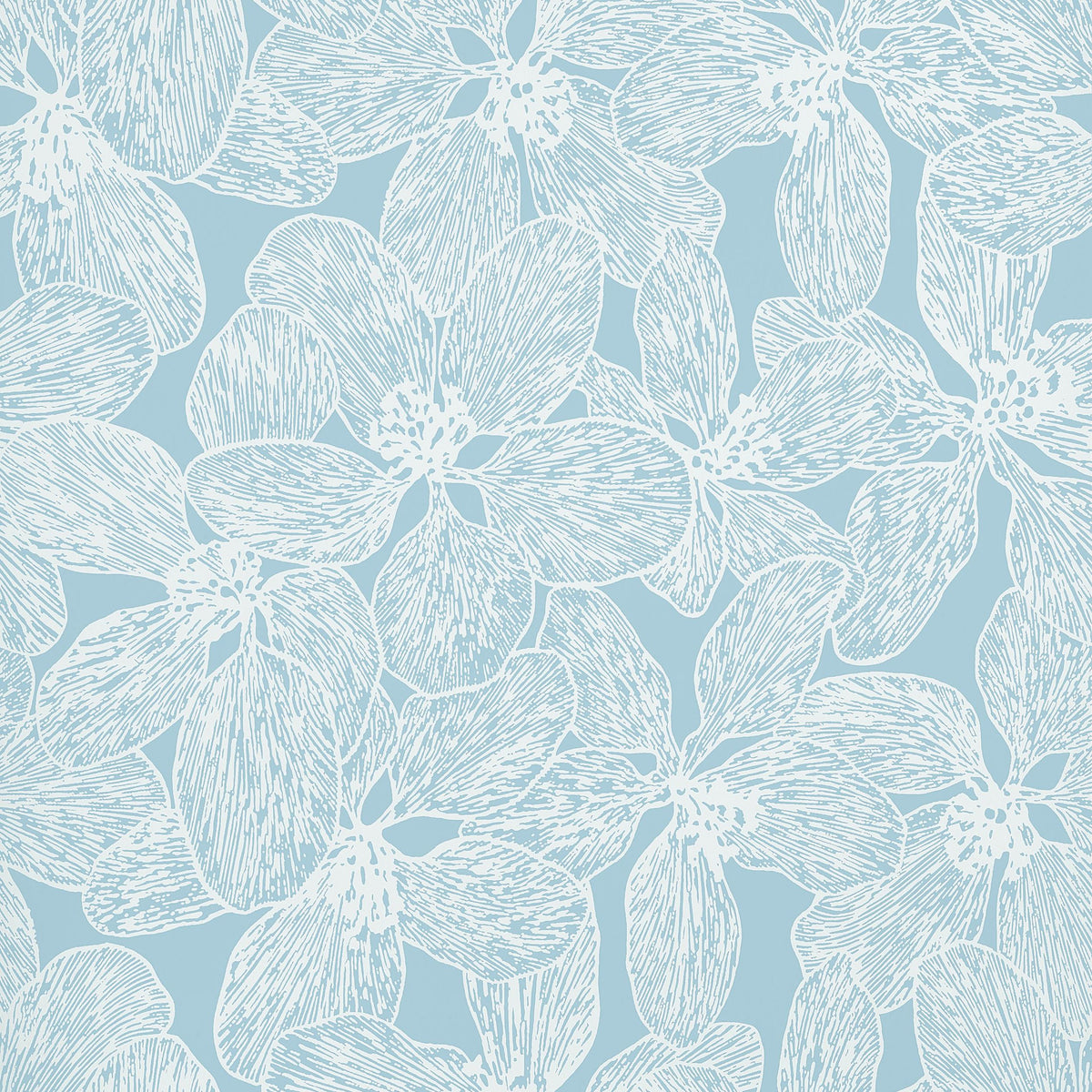 Thibaut Island Orchid Light Blue Wallpaper