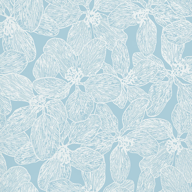 Thibaut Island Orchid Light Blue Wallpaper