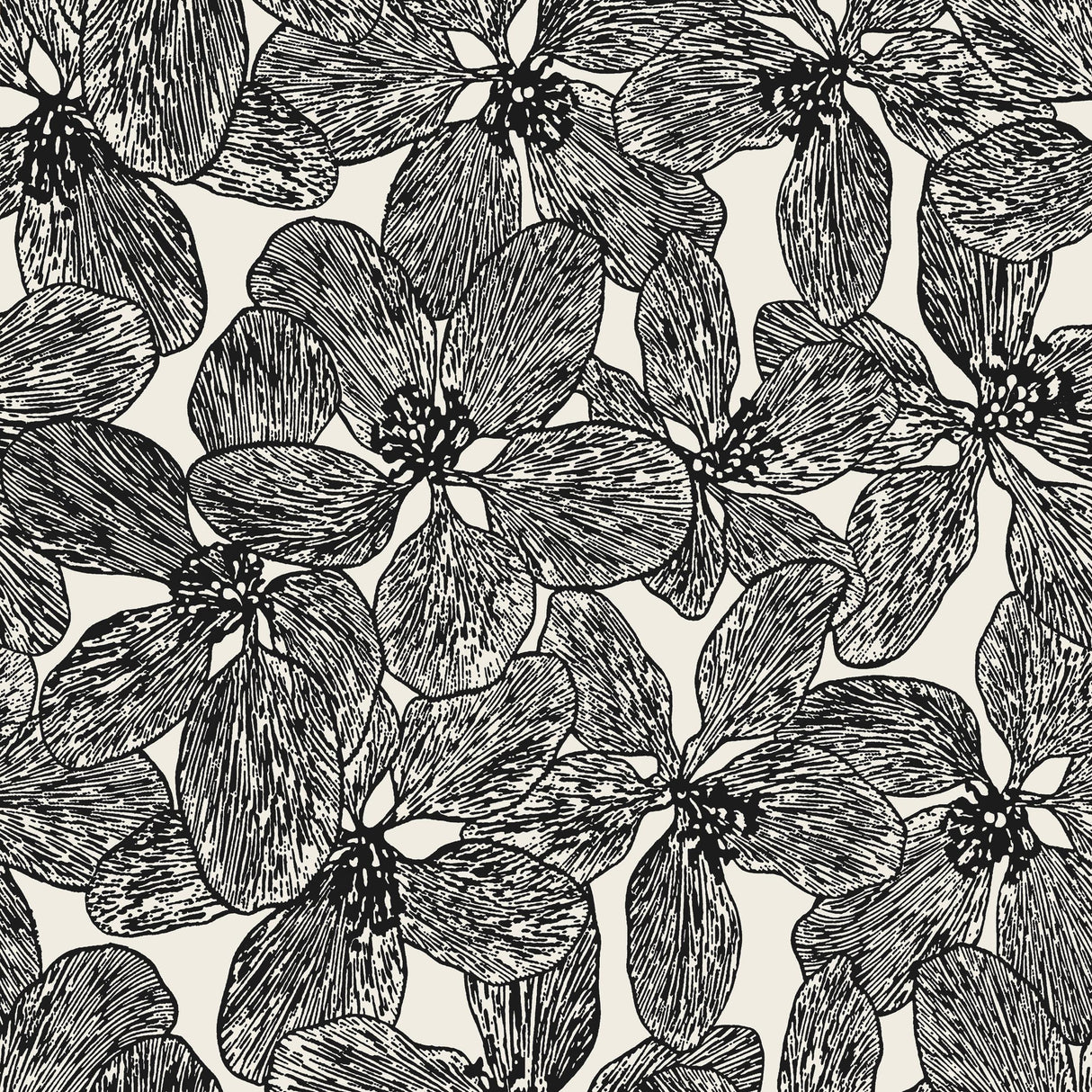 Thibaut ISLAND ORCHID Black and White Wallpaper