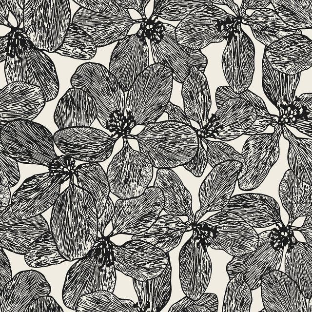 Thibaut ISLAND ORCHID Black and White Wallpaper